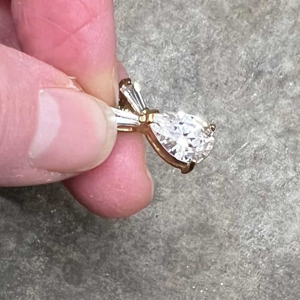 Vtg Clear Pear-Shape Cubic Zirconia Necklace by Michael C. Fina Fifth Avenue NYC